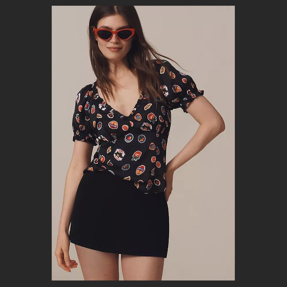 NWT maeve puff-sleeve popover blouse